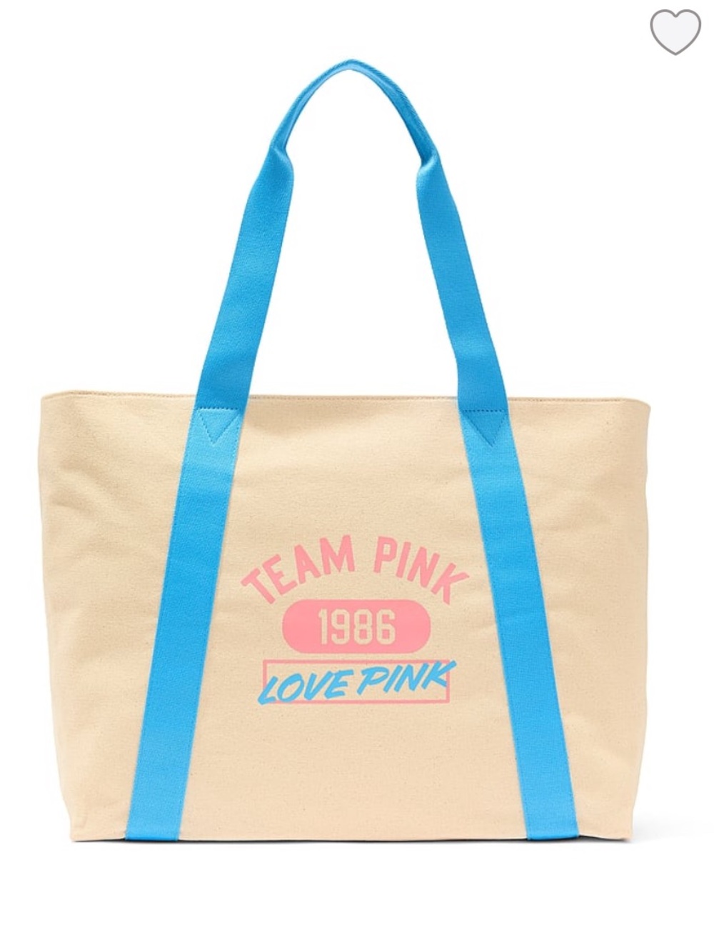 NEW PINK Victoria's Secret 'Team Pink' Cream Canvas Tote